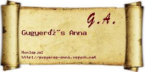 Gugyerás Anna névjegykártya